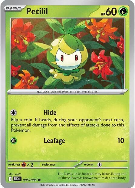 Petilil - 006/086 - SV: Black Bolt (BLK) - Normal - Pokemon TCG Card