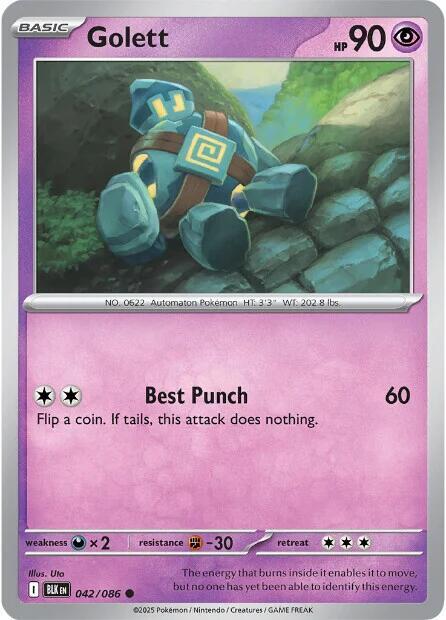 Golett - 042/086 - SV: Black Bolt (BLK) - Normal - Pokemon TCG Card