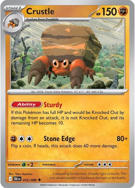 Crustle - 052/086 - SV: Black Bolt (BLK) - Normal - Pokemon TCG Card