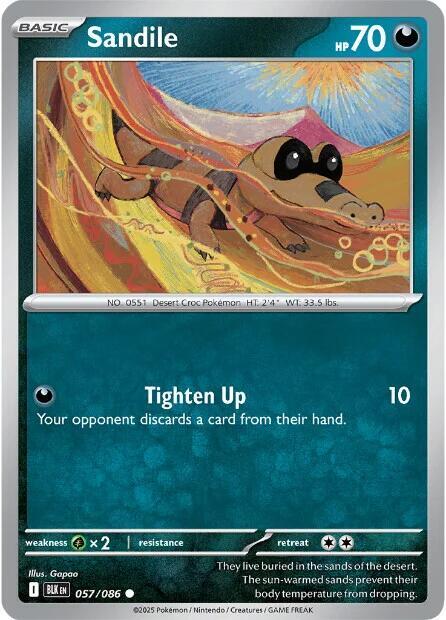 Sandile - 057/086 - SV: Black Bolt (BLK) - Normal - Pokemon TCG Card