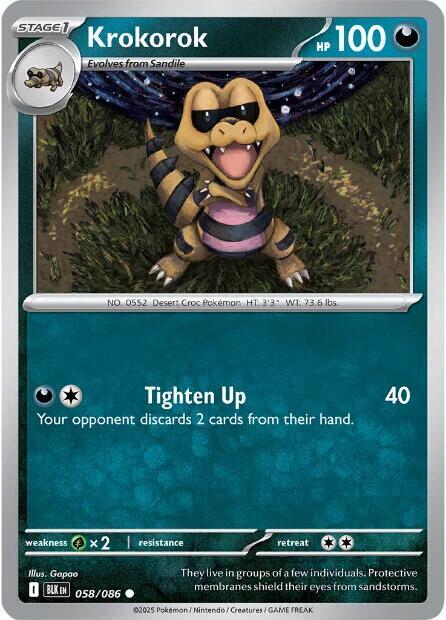 Krokorok - 058/086 - SV: Black Bolt (BLK) - Normal - Pokemon TCG Card