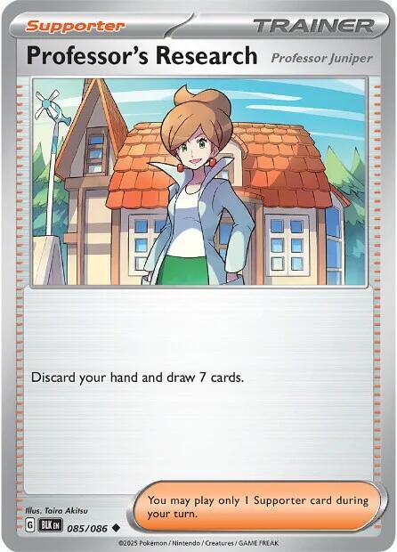 Professor's Research [Professor Juniper] - 085/086 - SV: Black Bolt (BLK) - Normal - Pokemon TCG Card