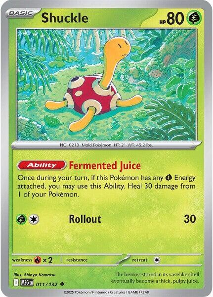Shuckle - 011/132 - ME01: Mega Evolution (MEG) - Uncommon - Reverse Holofoil - Pokemon TCG Card