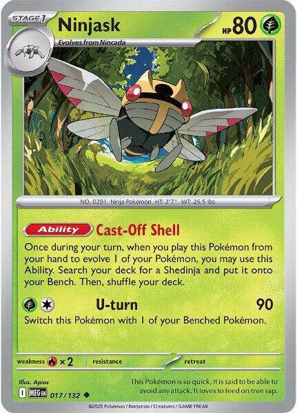 Ninjask - 017/132 - ME01: Mega Evolution (MEG) - Uncommon - Normal - Pokemon TCG Card
