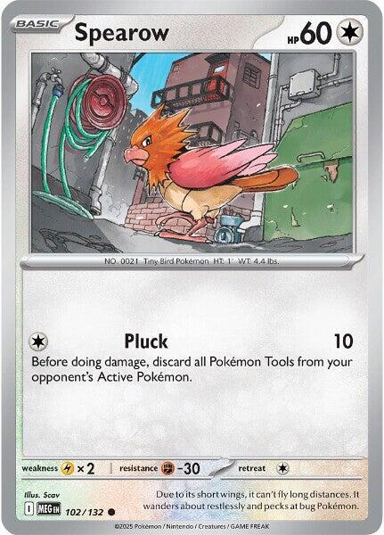 Spearow - 102/132 - ME01: Mega Evolution (MEG) - Common - Reverse Holofoil - Pokemon TCG Card