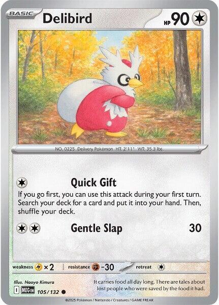 Delibird - 105/132 - ME01: Mega Evolution (MEG) - Common - Normal - Pokemon TCG Card