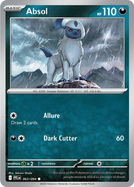 Absol - 063/094 - ME02: Phantasmal Flames (PFL) - Reverse Holofoil - Pokemon TCG Card