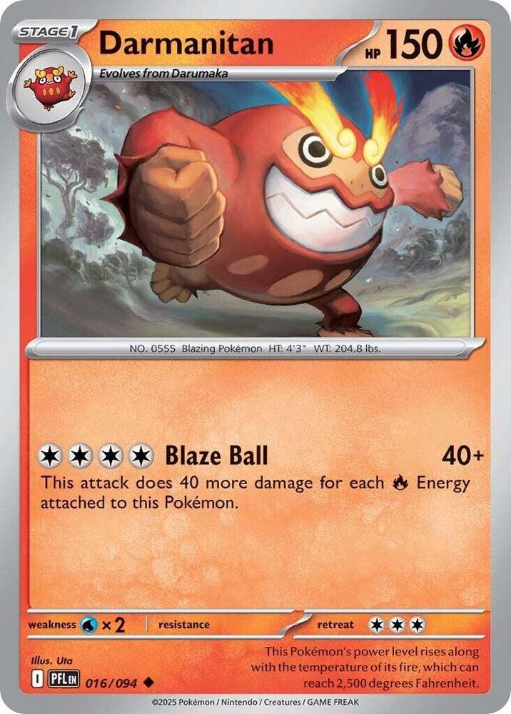 Darmanitan - 016/094 - ME02: Phantasmal Flames (PFL) - Normal - Pokemon TCG Card
