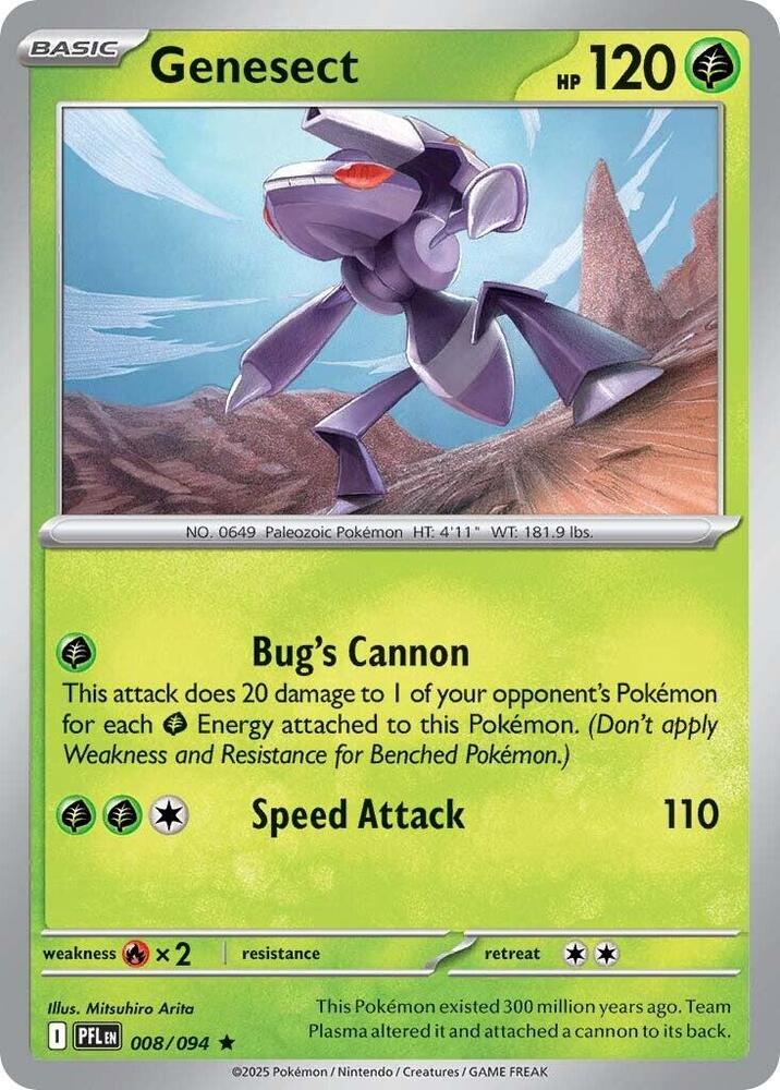 Genesect - 008/094 - ME02: Phantasmal Flames (PFL) - Reverse Holofoil - Pokemon TCG Card