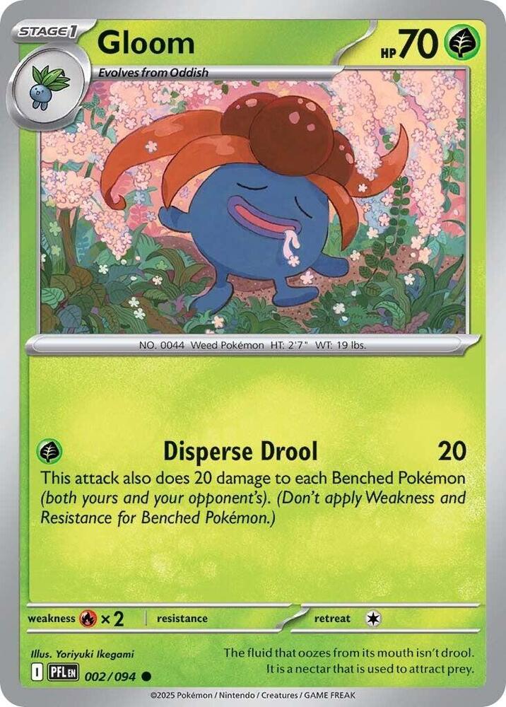 Gloom - 002/094 - ME02: Phantasmal Flames (PFL) - Reverse Holofoil - Pokemon TCG Card