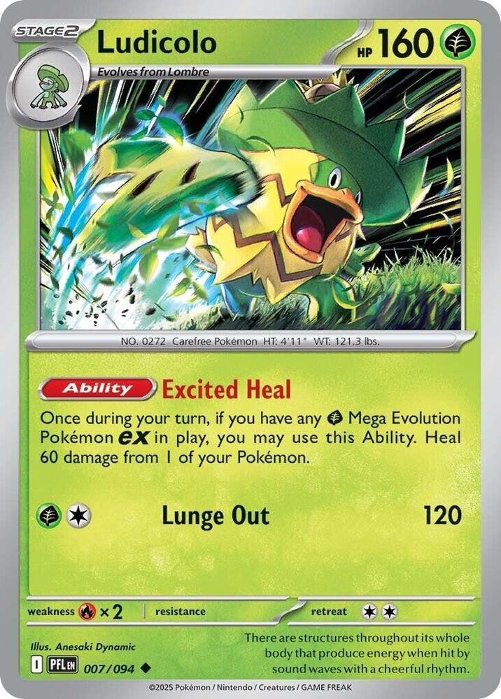 Ludicolo - 007/094 - ME02: Phantasmal Flames (PFL) - Uncommon - Normal - Pokemon TCG Card