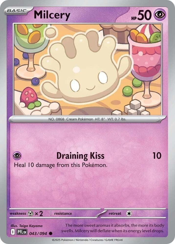 Milcery - 043/094 - ME02: Phantasmal Flames (PFL) - Reverse Holofoil - Pokemon TCG Card