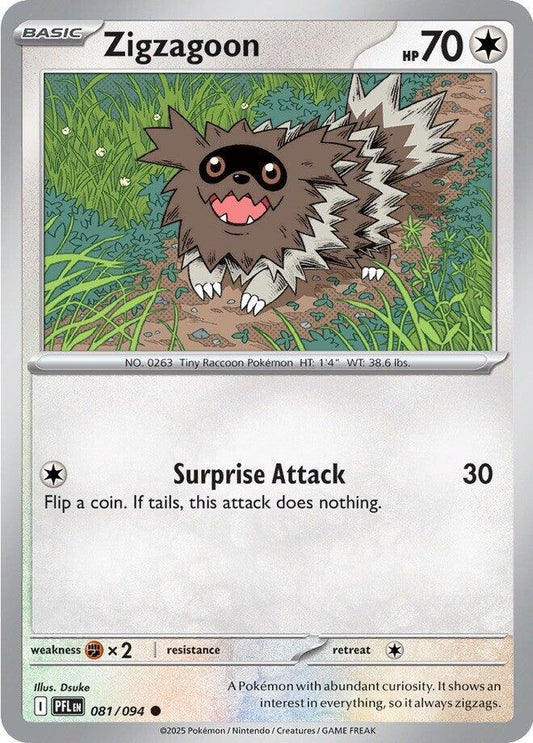 Zigzagoon - 081/094 - ME02: Phantasmal Flames (PFL) - Normal - Pokemon TCG Card
