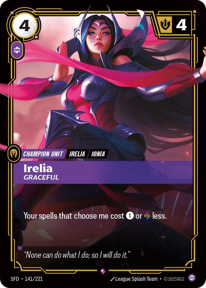 Irelia, Graceful - 141/221 - Spiritforged (SFD) - Foil - Riftbound TCG Card