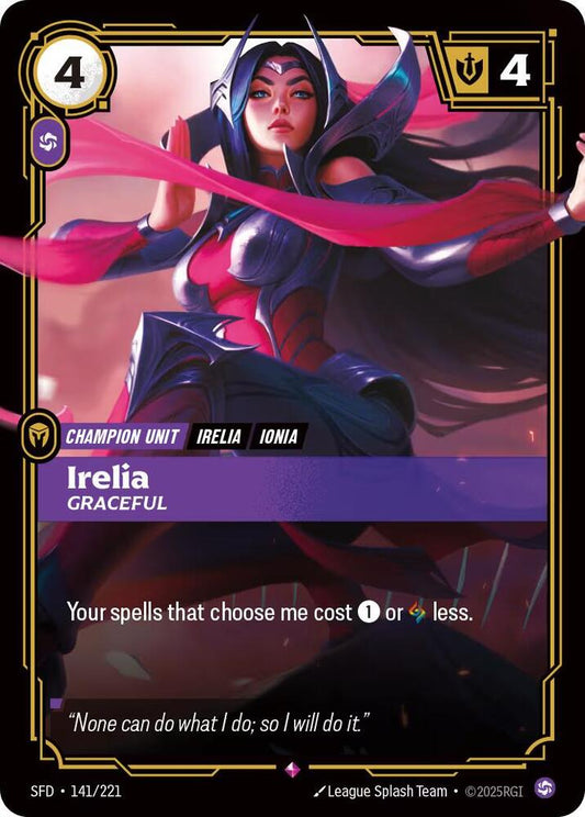 Irelia, Graceful - 141/221 - Spiritforged (SFD) - Foil - Riftbound TCG Card