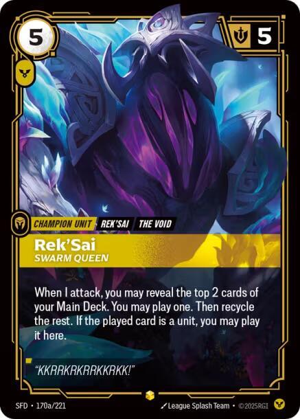 Rek'Sai, Swarm Queen (Alternate Art) - 170a/221 - Spiritforged (SFD) - Foil - Riftbound TCG Card