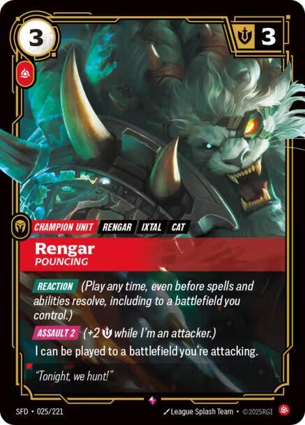 Rengar - Pouncing - 025/221 - Spiritforged (SFD) - Foil