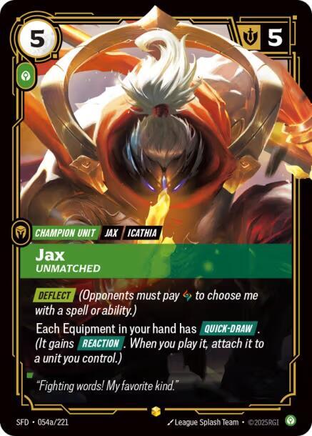 Jax - Unmatched (Alternate Art) - 054a/221 - Spiritforged (SFD) - Foil
