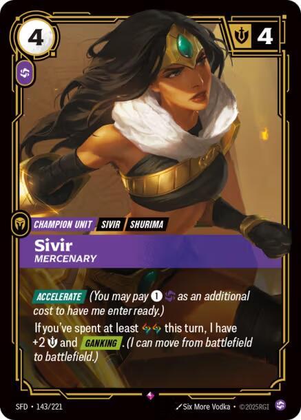 Sivir, Mercenary - 143/221 - Spiritforged (SFD) - Foil - Riftbound TCG Card