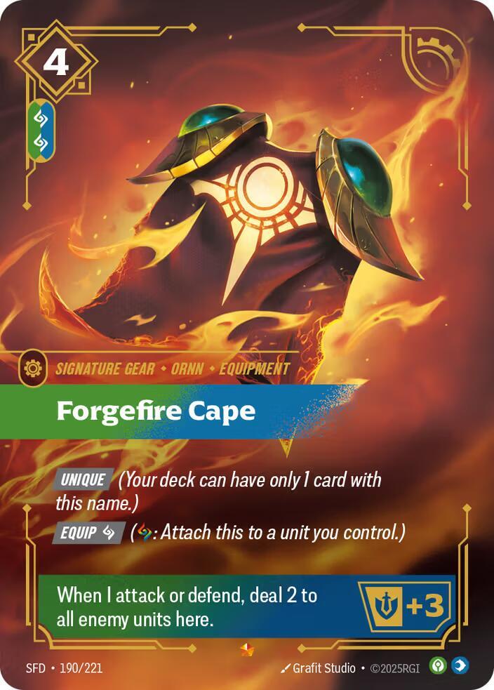 Forgefire Cape - 190/221 - Spiritforged (SFD) - Foil - Riftbound TCG Card