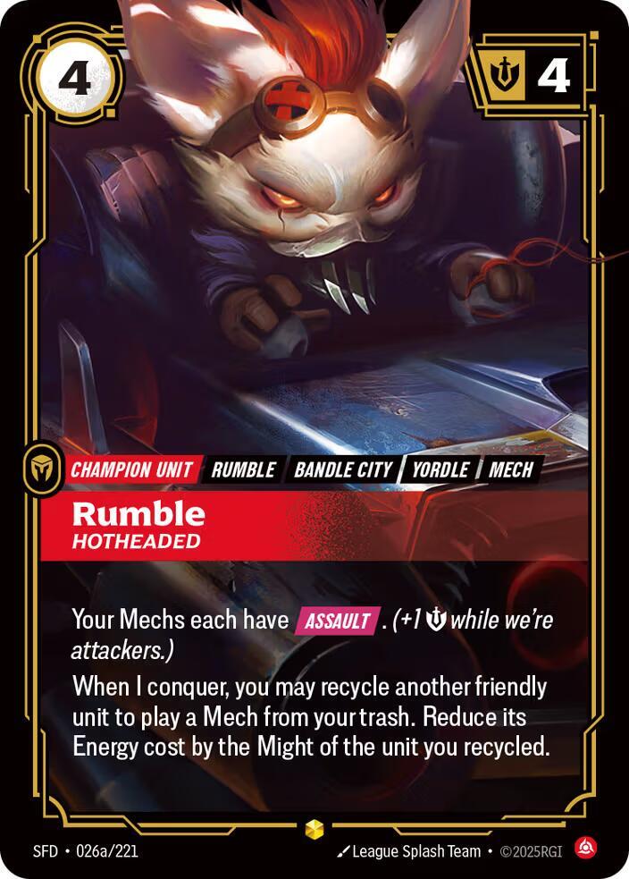 Rumble - Hotheaded (Alternate Art) - 026a/221 - Spiritforged (SFD) - Foil