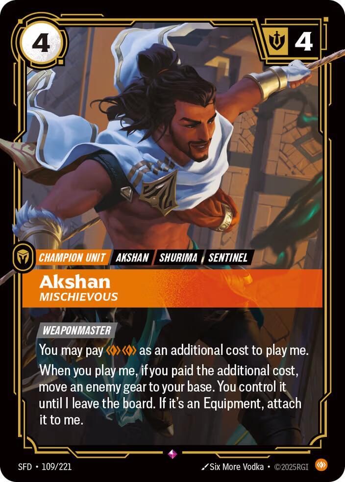 Akshan - Mischievous - 109/221 - Spiritforged (SFD) - Foil