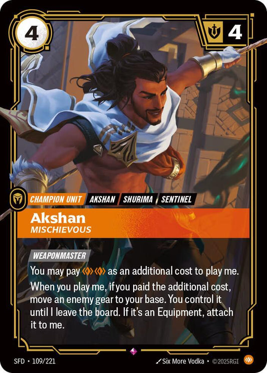 Akshan - Mischievous - 109/221 - Spiritforged (SFD) - Foil