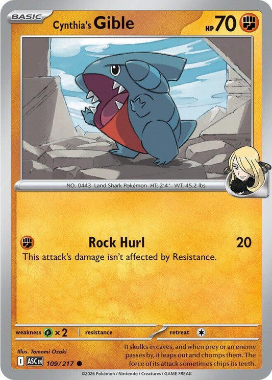 Cynthia's Gible - 109/217 - ME: Ascended Heroes (ASC) - Normal - Pokemon TCG Card