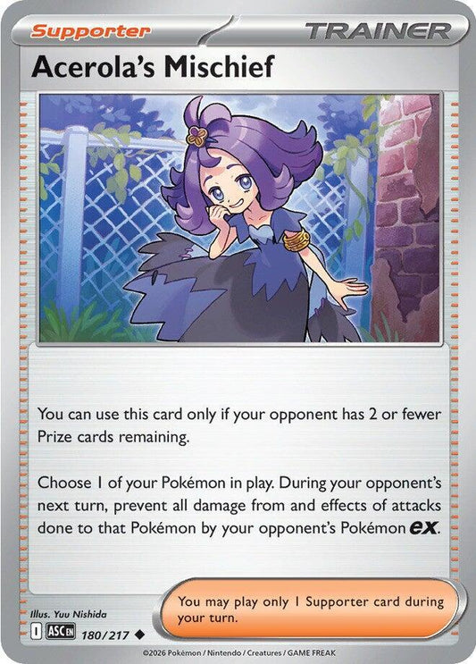 Acerola's Mischief - 180/217 - ME: Ascended Heroes (ASC) - Reverse Holofoil - Pokemon TCG Card