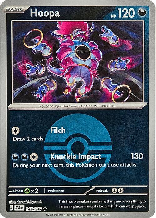 Hoopa (Poke Ball) - 141/217 - ME: Ascended Heroes (ASC) - Reverse Holofoil - Pokemon TCG Card