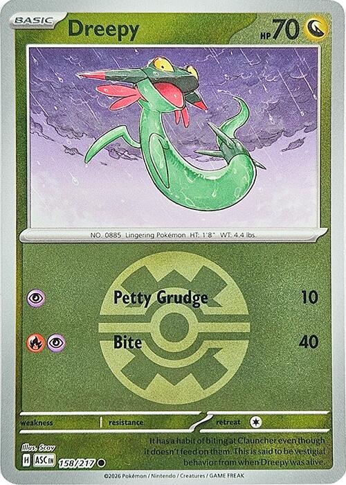 Dreepy - 158/217 (Quick Ball) - ME: Ascended Heroes (ASC) - Common - Reverse Holofoil - Pokemon TCG Card
