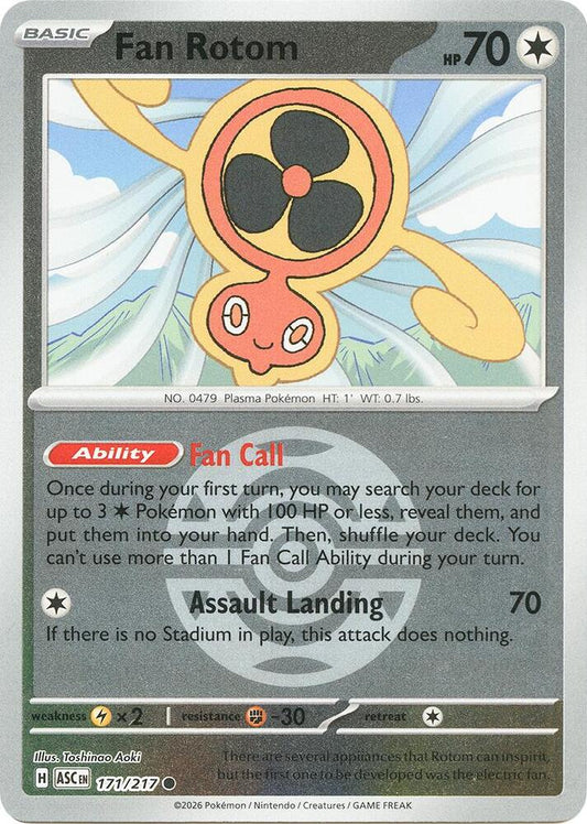 Fan Rotom - 171/217 (Dusk Ball) - ME: Ascended Heroes (ASC) - Common - Reverse Holofoil - Pokemon TCG Card