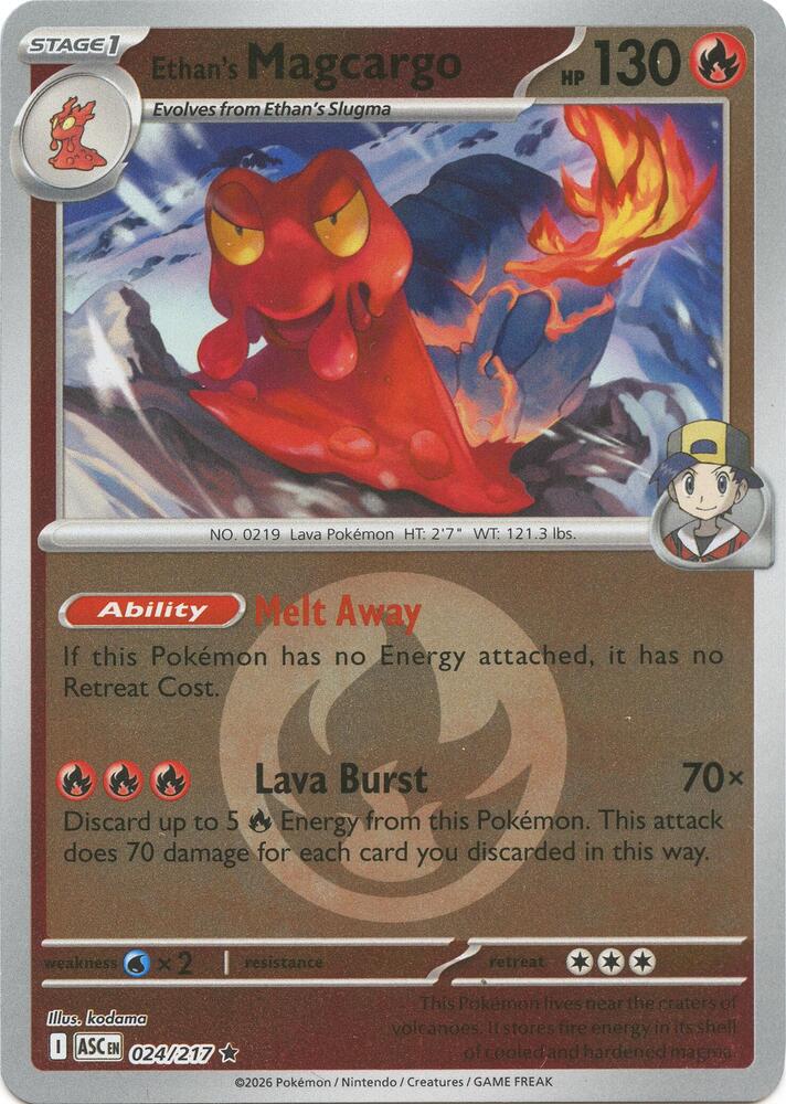 Ethan's Magcargo - 024/217 (Energy Symbol Pattern) - ME: Ascended Heroes (ASC) - Rare - Reverse Holofoil - Pokemon TCG Card