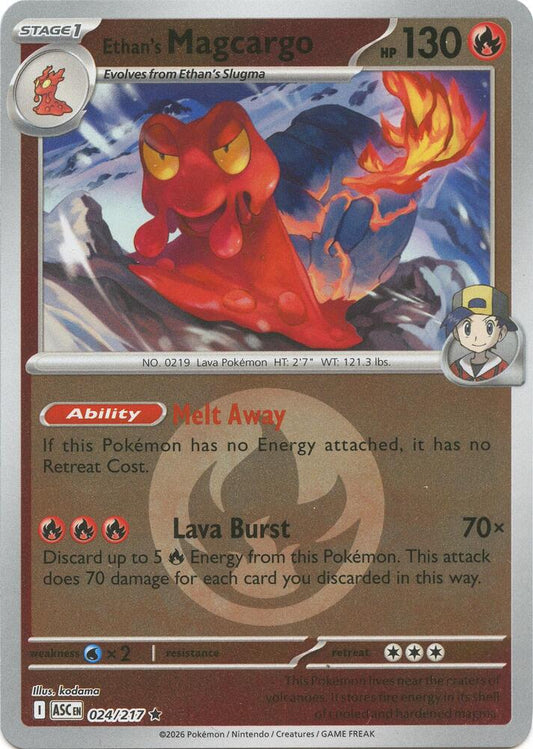 Ethan's Magcargo - 024/217 (Energy Symbol Pattern) - ME: Ascended Heroes (ASC) - Rare - Reverse Holofoil - Pokemon TCG Card