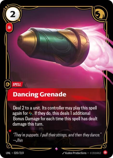 Dancing Grenade - 020/219 - Unleashed (UNL) - Foil - Riftbound TCG Card