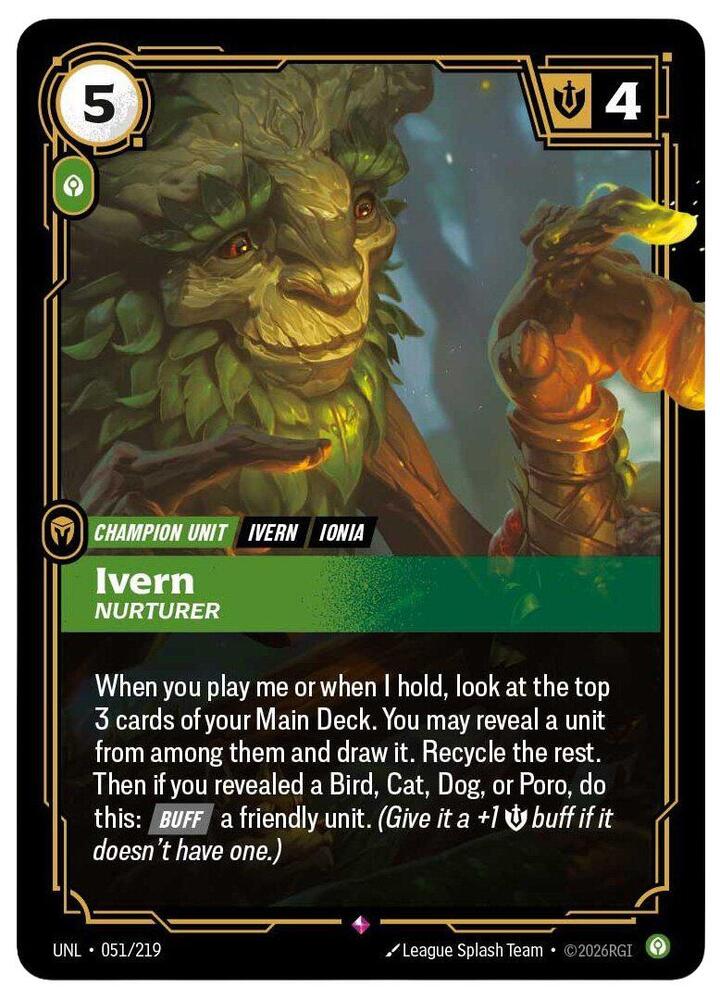 Ivern, Nurturer - 051/219 - Unleashed (UNL) - Foil - Riftbound TCG Card