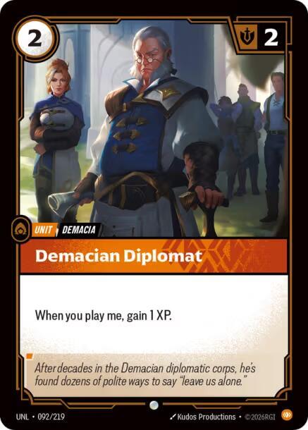 Demacian Diplomat - 092/219 - Unleashed (UNL) - Normal - Riftbound TCG Card