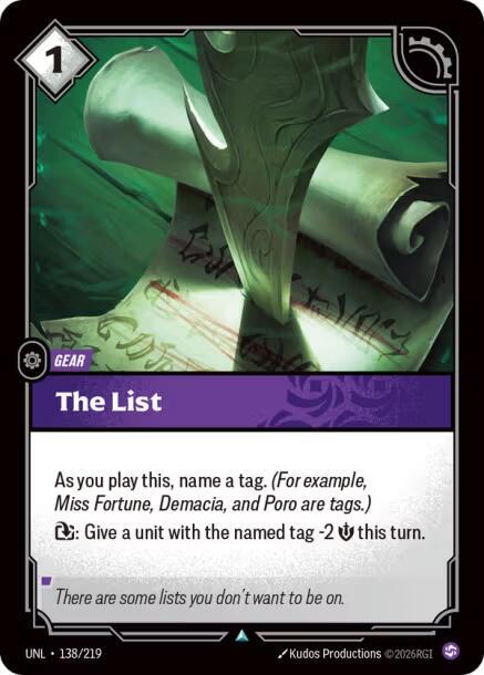 The List - 138/219 - Unleashed (UNL) - Foil - Riftbound TCG Card