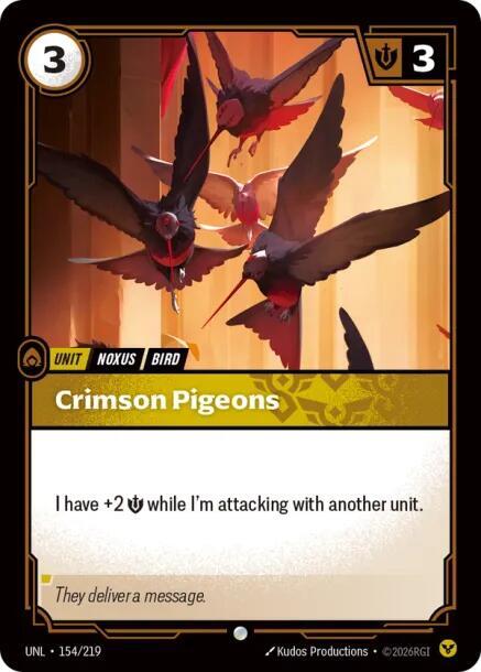 Crimson Pigeons - 154/219 - Unleashed (UNL) - Normal - Riftbound TCG Card