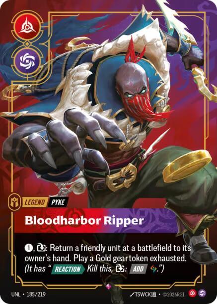 Pyke, Bloodharbor Ripper - 185/219 - Unleashed (UNL) - Foil - Riftbound TCG Card