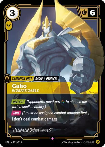 Galio, Indefatigable - 171/219 - Unleashed (UNL) - Foil - Riftbound TCG Card