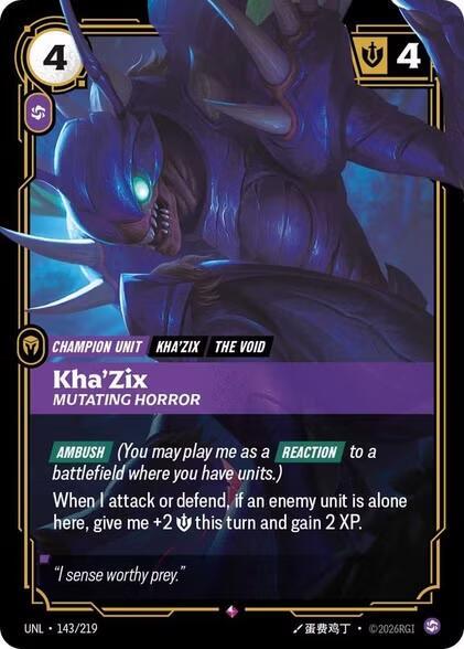 Kha'Zix, Mutating Horror - 143/219 - Unleashed (UNL) - Foil - Riftbound TCG Card