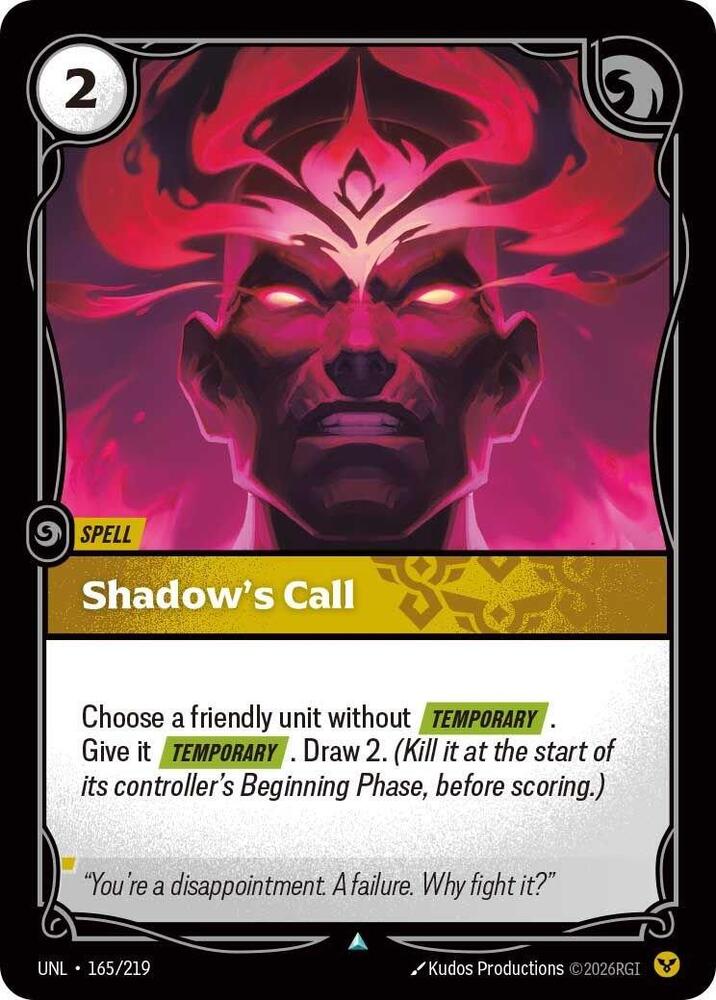 Shadow's Call - 165/219 - Unleashed (UNL) - Normal - Riftbound TCG Card