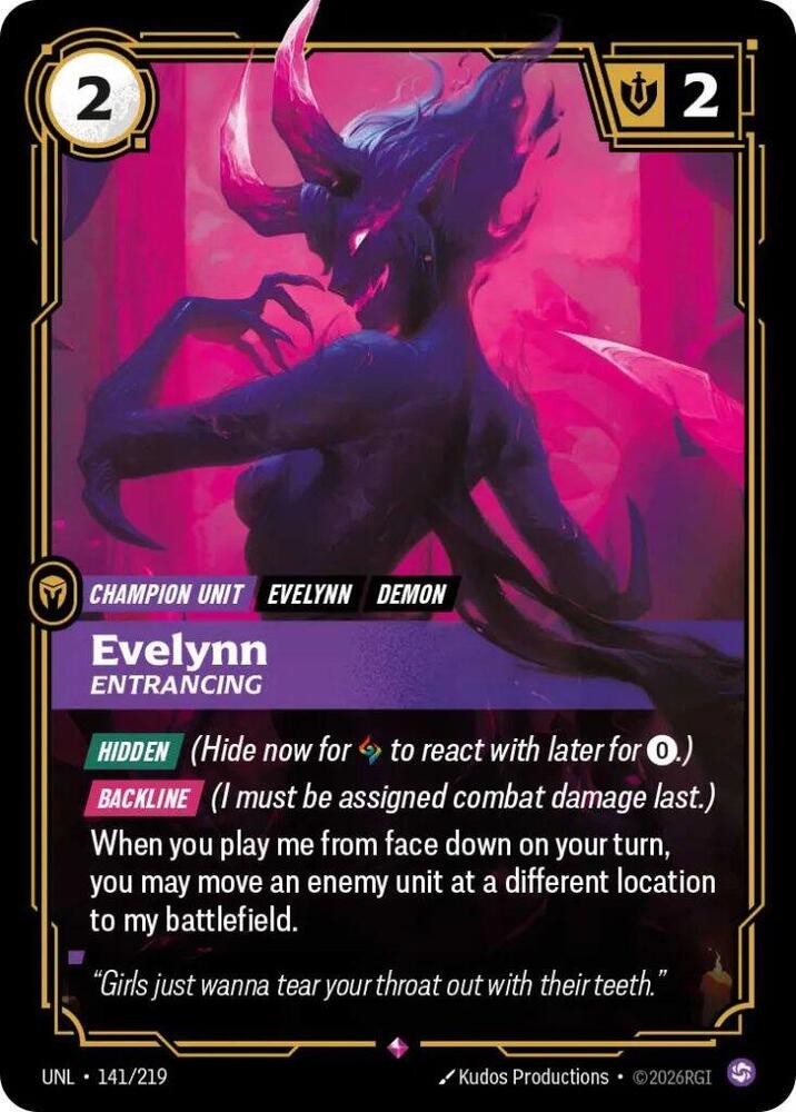 Evelynn, Entrancing - 141/219 - Unleashed (UNL) - Foil - Riftbound TCG Card