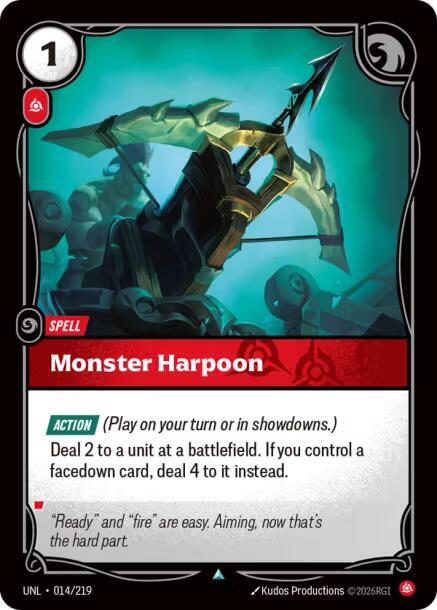 Monster Harpoon - 014/219 - Unleashed (UNL) - Normal - Riftbound TCG Card