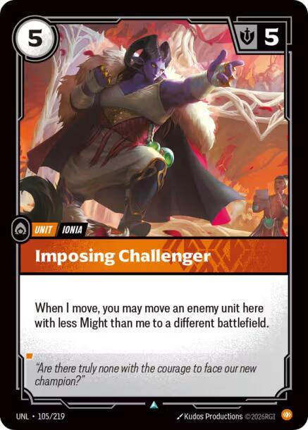 Imposing Challenger - 105/219 - Unleashed (UNL) - Normal - Riftbound TCG Card