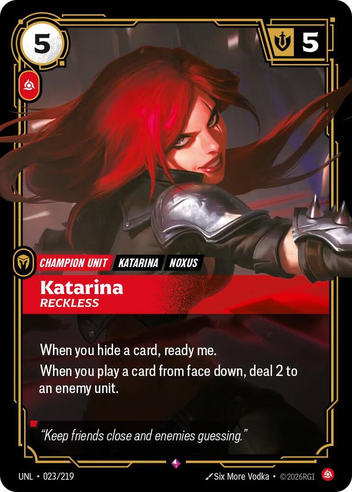 Katarina, Reckless - 023/219 - Unleashed (UNL) - Foil - Riftbound TCG Card