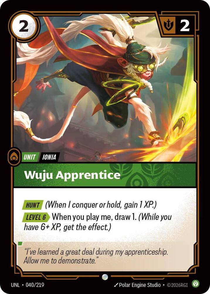 Wuju Apprentice - 040/219 - Unleashed (UNL) - Normal - Riftbound TCG Card