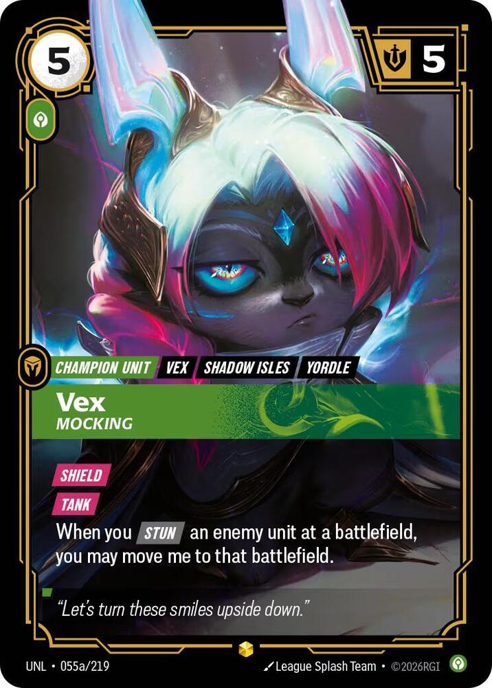 Vex, Mocking (Alternate Art) - 055a/219 - Unleashed (UNL) - Foil - Riftbound TCG Card