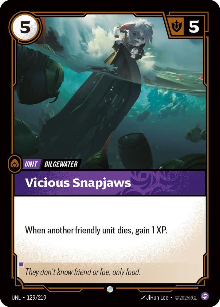 Vicious Snapjaws - 129/219 - Unleashed (UNL) - Normal - Riftbound TCG Card